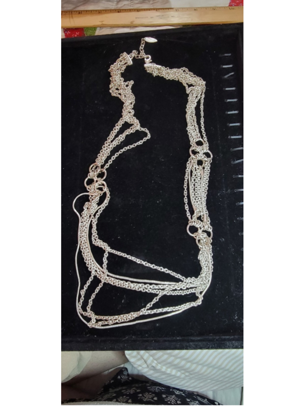 Coldwater Creek Multi Strand Chain Necklace Silver Tone Approx 36 In Cable Link